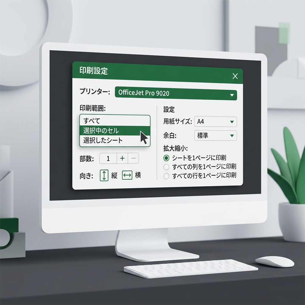 スプレッドシート印刷プレビューで選択中のセルを印刷対象に設定する手順