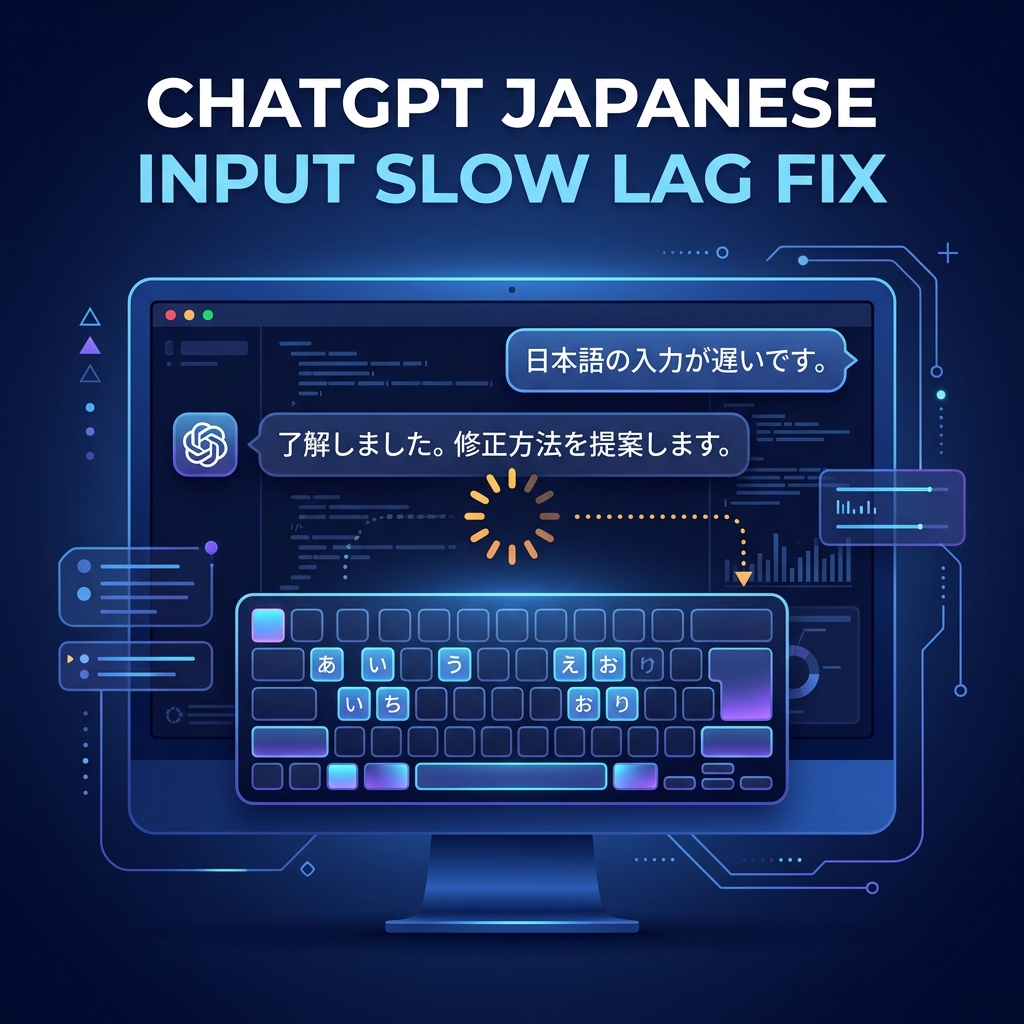【解決】ChatGPTで日本語入力が遅い・重いフリーズ現象の対策 - ChatGPTで日本語入力が遅い・重いと感じる原因と基本知識 の解説イメージ