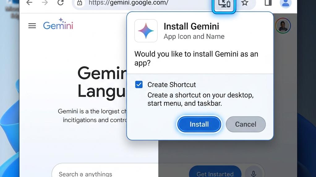Gemini PWA アプリ化 Chrome