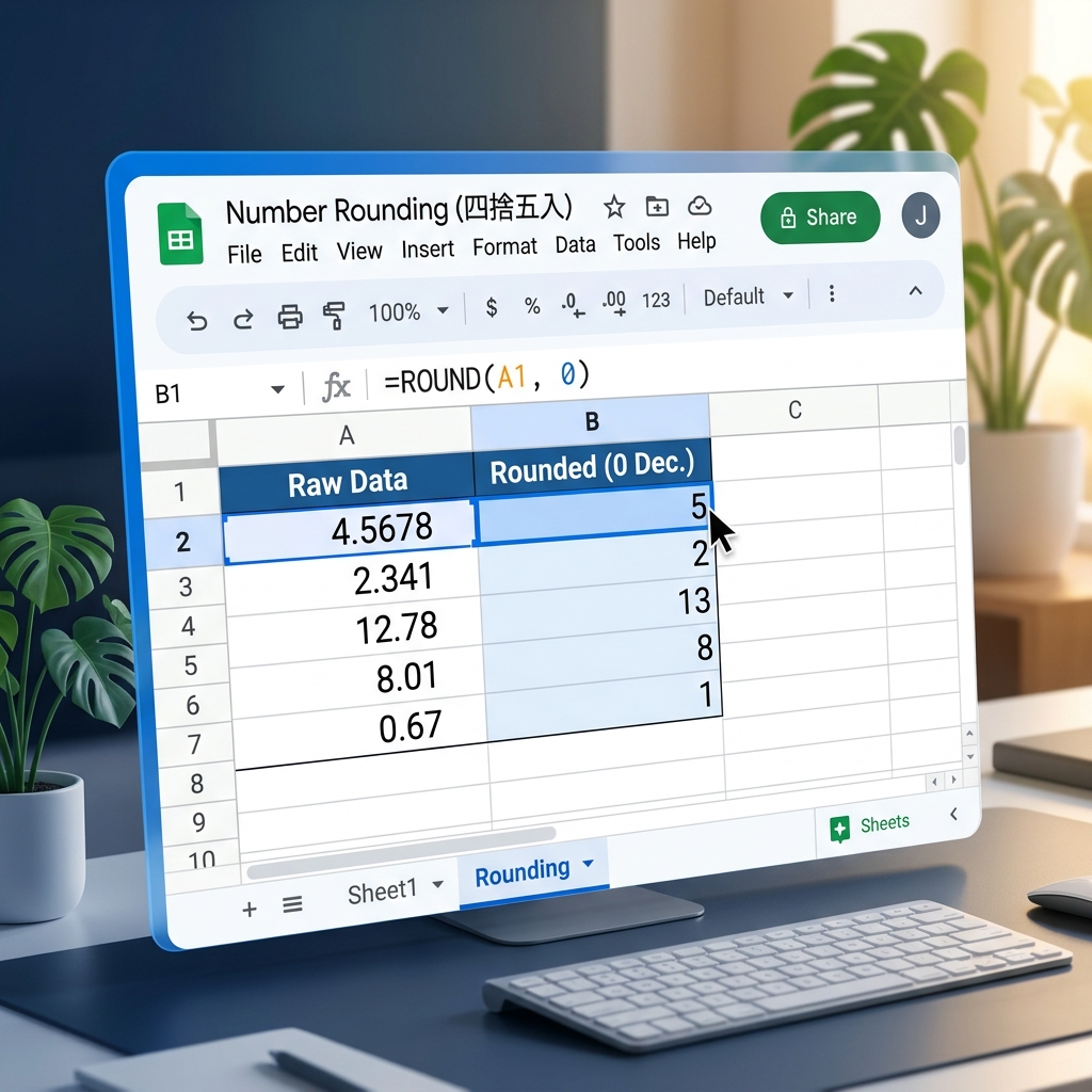 スプレッドシート ROUND関数 桁数 覚え方
