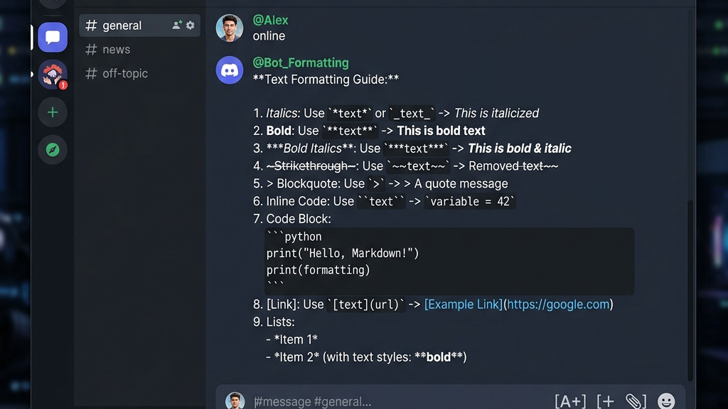 Discord 太字 斜体 サブテキスト
